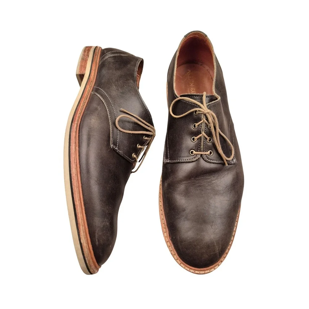 Allen Edmonds Nomad Dark Brown Leather Shoes Mens Blucher Extralight Sole 14 EEE